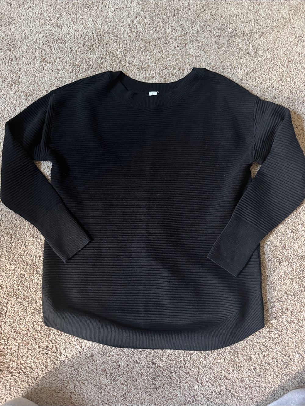 aerie Black Ribbed Crewneck Sweater